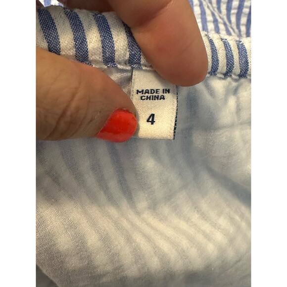 Vineyard Vines blue white stripes one shoulder ruffled top size 4 - Picture 5 of 13